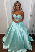 Load image into Gallery viewer, Sparkly Purple Sweetheart A Line Satin Long Corset Prom Dress with Bow