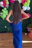 Load image into Gallery viewer, Strapless Black Mermaid Ruched Long Prom Dress with 3D Flower