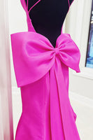 Load image into Gallery viewer, Fuchsia Mermaid Spaghetti Straps Long Prom Dress with Bow
