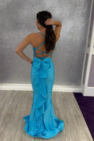 Load image into Gallery viewer, Fuchsia Spaghetti Straps Mermaid Long Prom Dress with Bow