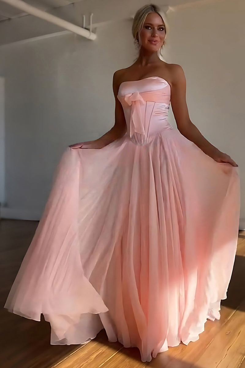 Load image into Gallery viewer, Blue Sweetheart A Line Pleated Long Prom Dress with Slit