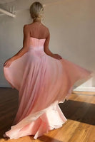 Load image into Gallery viewer, Blue Sweetheart A Line Pleated Long Prom Dress with Slit