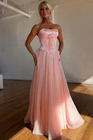 Load image into Gallery viewer, Blue Sweetheart A Line Pleated Long Prom Dress with Slit