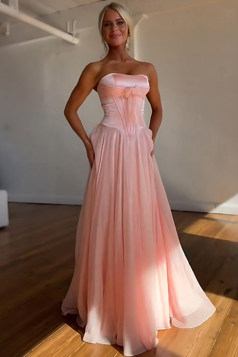 Load image into Gallery viewer, Blue Sweetheart A Line Pleated Long Prom Dress with Slit