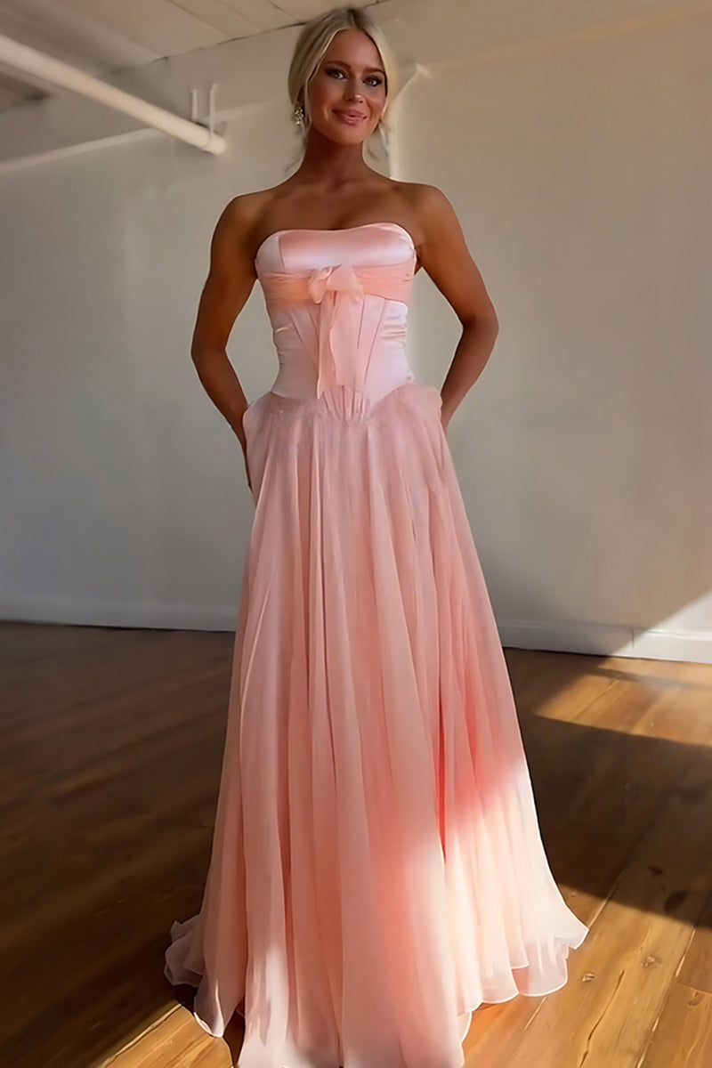 Load image into Gallery viewer, Blue Sweetheart A Line Pleated Long Prom Dress with Slit