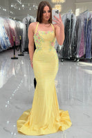 Load image into Gallery viewer, White Mermaid Halter Long Prom Dress with Embroidery