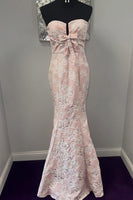 Load image into Gallery viewer, Pink Sweetheart Mermaid Long Prom Dress with Bow