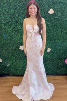 Load image into Gallery viewer, Pink Sweetheart Mermaid Long Prom Dress with Bow
