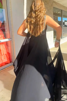 Load image into Gallery viewer, Sparkly Black Beaded Halter Jumpsuit with Cape