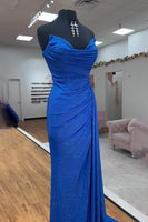 Load image into Gallery viewer, Sparkly Royal Blue Sweetheart Mermaid Long Prom Dress