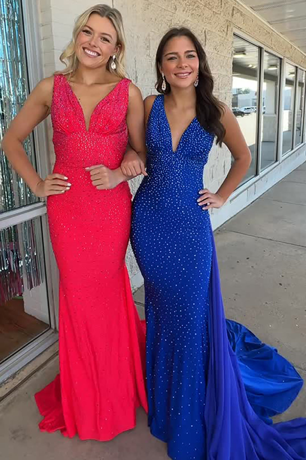 Sparkly Royal Blue Mermaid Long Prom Dress with Cape