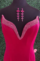 Load image into Gallery viewer, Sparkly Fuchsia Strapless Mermaid Long Prom Dress