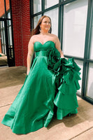 Load image into Gallery viewer, Sparkly Green Strapless Ruffled Long Prom Dress