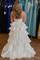 Load image into Gallery viewer, Sparkly Pink Sweetheart A Line Beaded Long Prom Dress with Ruffles