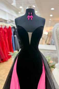 Black Mermaid Sweetheart Long Prom Dress with Cape