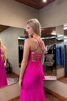 Load image into Gallery viewer, Sparkly Fuchsia Long Beaded Mermaid Prom Dress with Slit