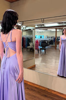 Load image into Gallery viewer, Lilac A Line Spaghetti Straps Long Prom Dress
