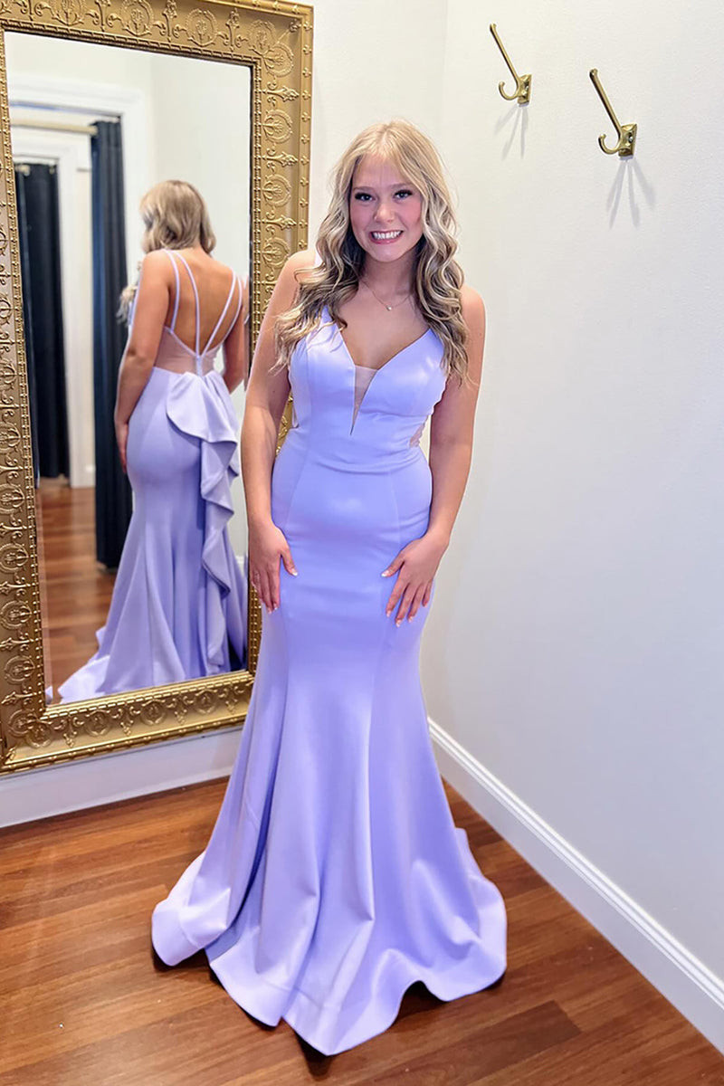 Load image into Gallery viewer, Lilac Ruffled Mermaid Sweetheart Long Prom Dress