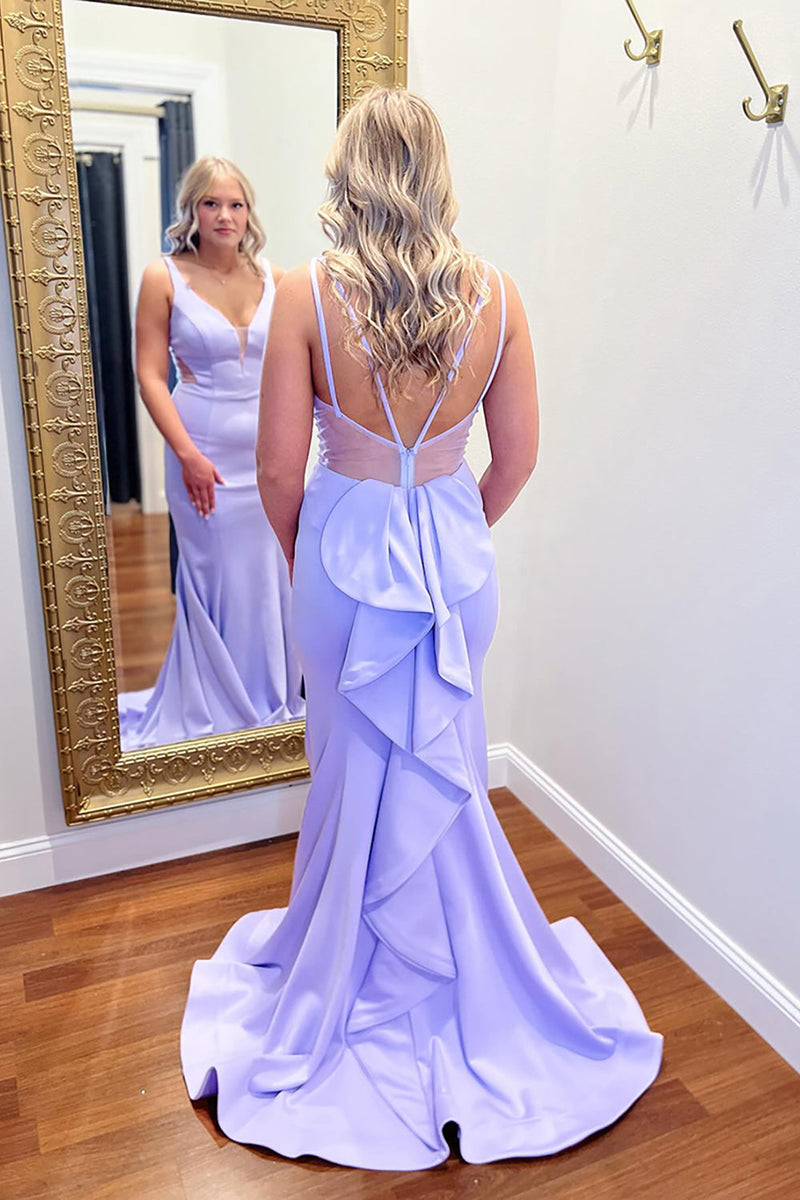 Load image into Gallery viewer, Lilac Ruffled Mermaid Sweetheart Long Prom Dress