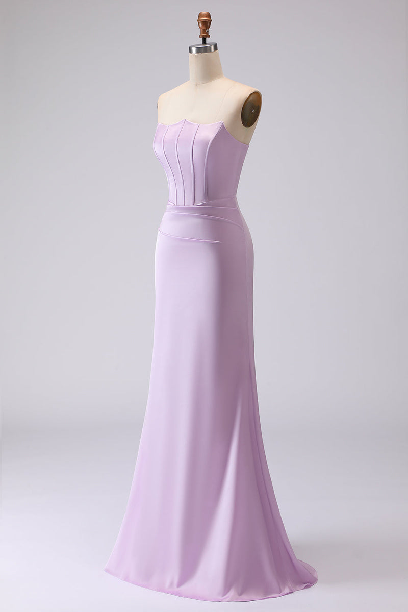 Load image into Gallery viewer, Lilac Strapless Corset Mermaid Long Formal Dress