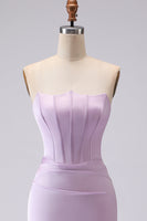 Load image into Gallery viewer, Lilac Strapless Corset Mermaid Long Formal Dress