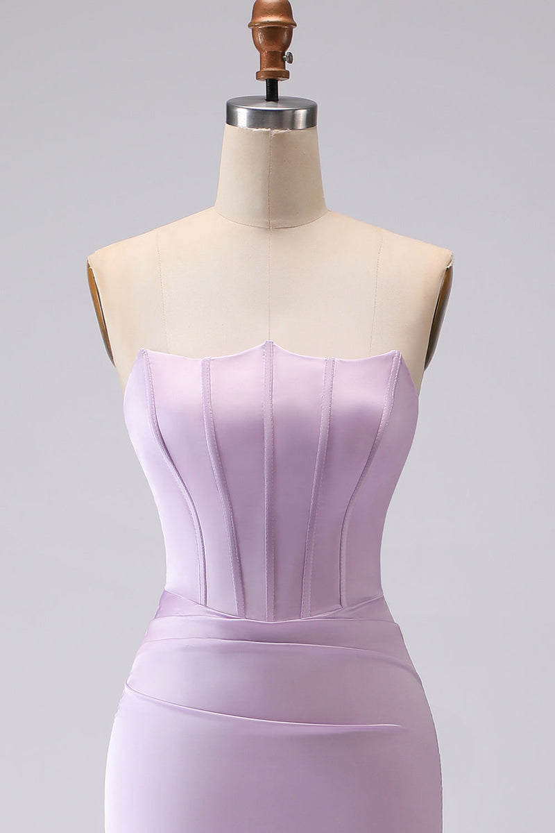 Load image into Gallery viewer, Lilac Strapless Corset Mermaid Long Formal Dress