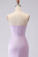 Load image into Gallery viewer, Lilac Strapless Corset Mermaid Long Formal Dress