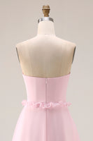 Load image into Gallery viewer, Blush Pink Chiffon Strapless A Line Maxi Formal Dress with Slit