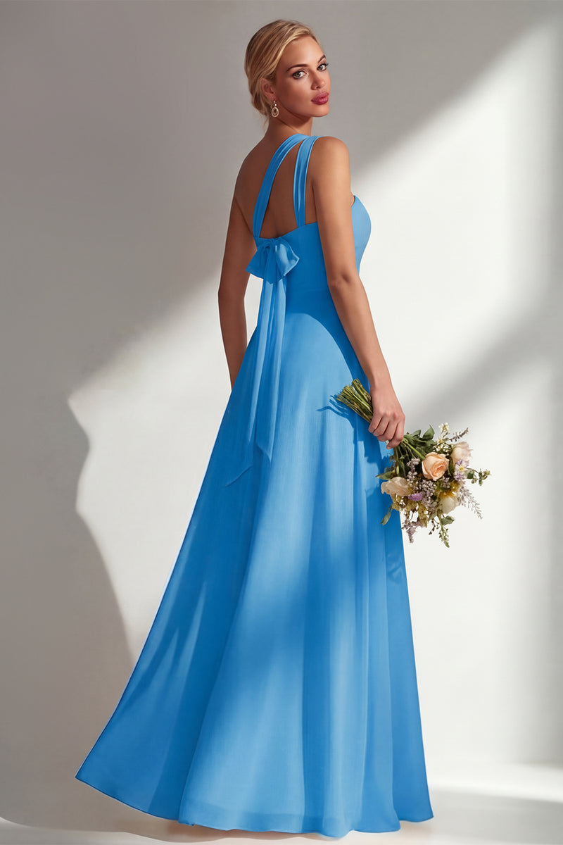 Load image into Gallery viewer, Yellow A Line Convertible Wear Chiffon Backless Long Formal Dress