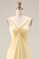Load image into Gallery viewer, Yellow A Line Convertible Wear Chiffon Backless Long Formal Dress