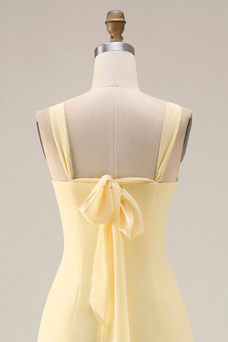 Load image into Gallery viewer, Yellow A Line Convertible Wear Chiffon Backless Long Formal Dress