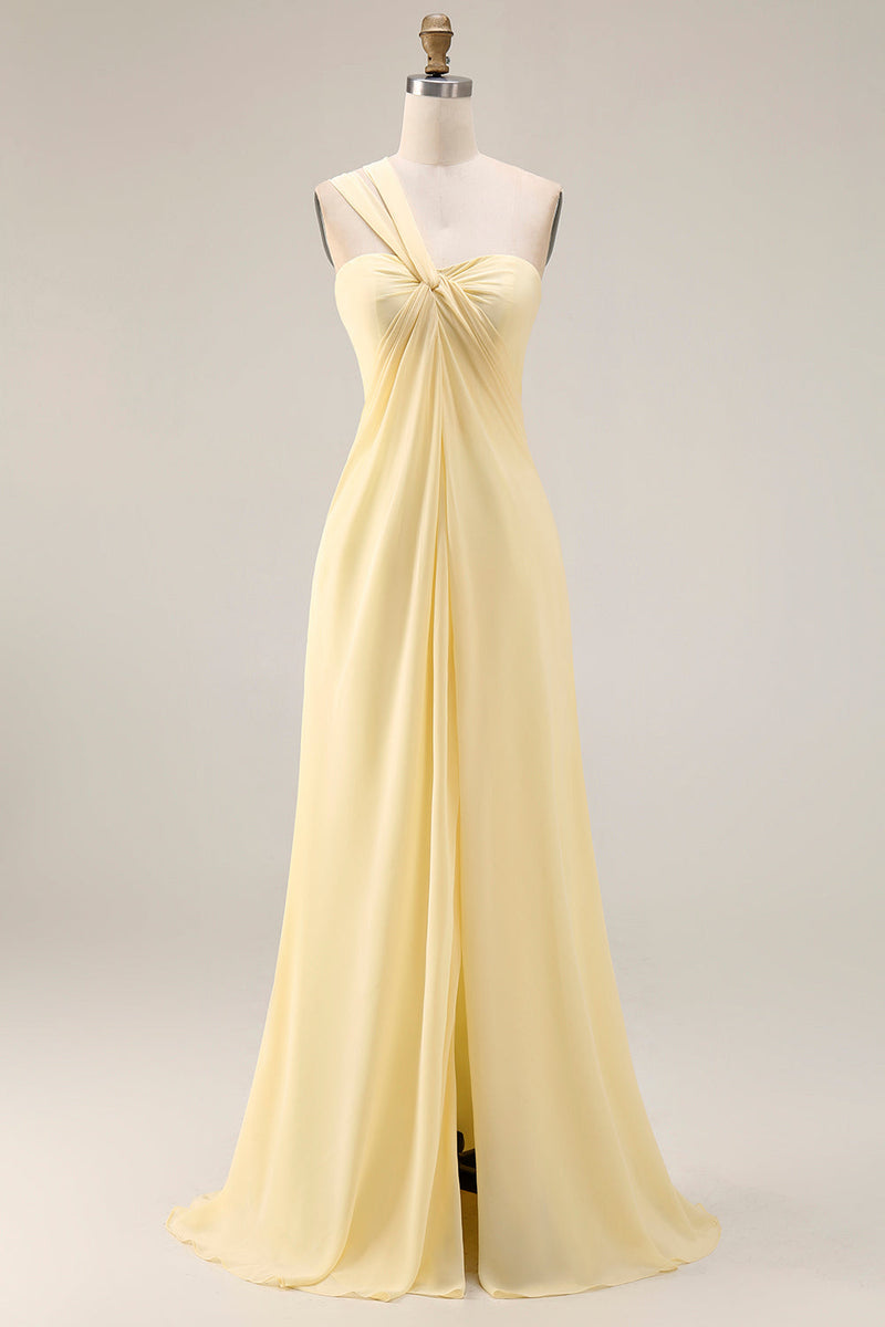 Load image into Gallery viewer, Yellow A Line Convertible Wear Chiffon Backless Long Formal Dress