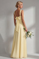 Load image into Gallery viewer, Yellow A Line Convertible Wear Chiffon Backless Long Formal Dress