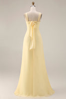 Load image into Gallery viewer, Yellow A Line Convertible Wear Chiffon Backless Long Formal Dress