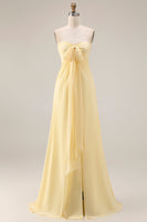 Load image into Gallery viewer, Yellow A Line Convertible Wear Chiffon Backless Long Formal Dress