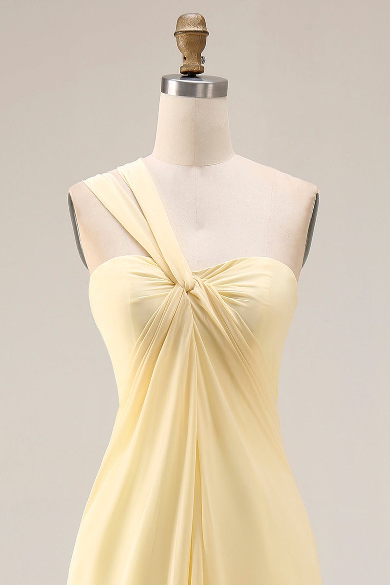 Load image into Gallery viewer, Yellow A Line Convertible Wear Chiffon Backless Long Formal Dress