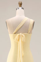 Load image into Gallery viewer, Yellow A Line Convertible Wear Chiffon Backless Long Formal Dress