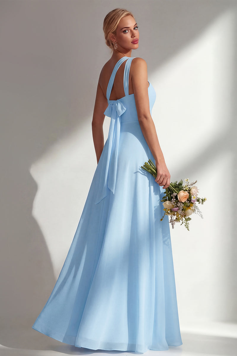Load image into Gallery viewer, Yellow A Line Convertible Wear Chiffon Backless Long Formal Dress