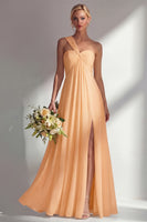Load image into Gallery viewer, Yellow A Line Convertible Wear Chiffon Backless Long Formal Dress