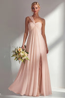 Load image into Gallery viewer, Yellow A Line Convertible Wear Chiffon Backless Long Formal Dress