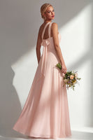 Load image into Gallery viewer, Yellow A Line Convertible Wear Chiffon Backless Long Formal Dress