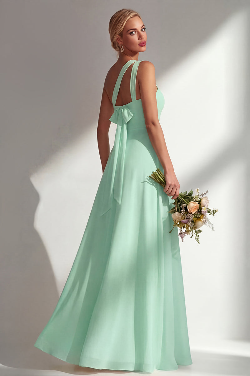 Load image into Gallery viewer, Yellow A Line Convertible Wear Chiffon Backless Long Formal Dress