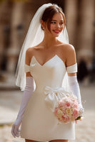 Load image into Gallery viewer, Ivory Off the Shoulder Bodycon Short Wedding Dress