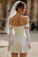 Load image into Gallery viewer, Ivory Off the Shoulder Bodycon Short Wedding Dress