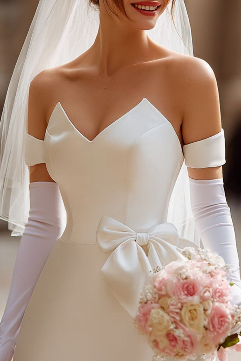 Load image into Gallery viewer, Ivory Off the Shoulder Bodycon Short Wedding Dress