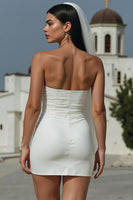 Load image into Gallery viewer, White Bodycon Short Strapless Wedding Dress