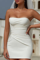 Load image into Gallery viewer, White Bodycon Short Strapless Wedding Dress