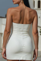 Load image into Gallery viewer, White Bodycon Short Strapless Wedding Dress
