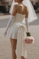Load image into Gallery viewer, Ivory Short Corset Sweetheart Wedding Dress with Bow