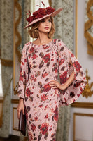Load image into Gallery viewer, Dusty Rose Flare Sleeves Bodycon Floral Midi Mother of the Bride Dress